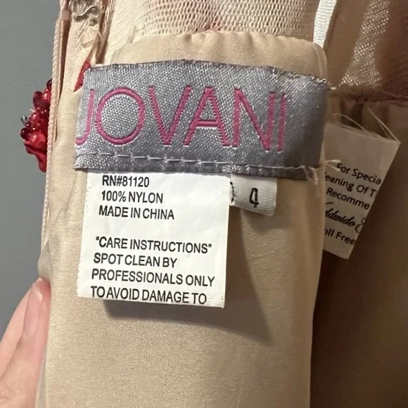 Jovani Red and Cream Floral Prom Dress - Picture 6 of 6